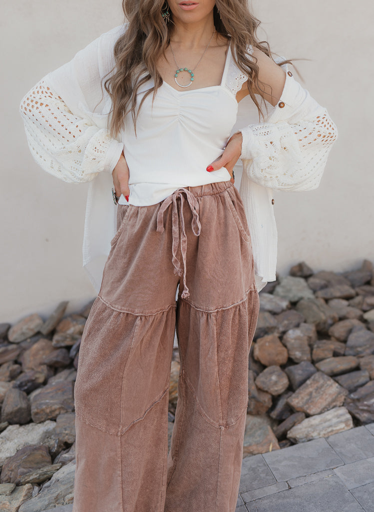 Desert Daze Mineral-Wash Wide-Leg Pants-Bottoms-Krush Kandy, Women's Online Fashion Boutique Located in Phoenix, Arizona (Scottsdale Area)