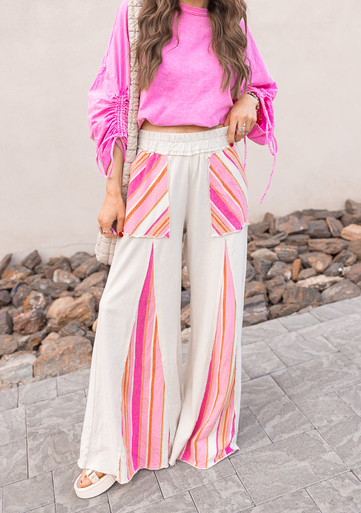 Boho Breeze Striped Wide-Leg Pants-Bottoms-Krush Kandy, Women's Online Fashion Boutique Located in Phoenix, Arizona (Scottsdale Area)