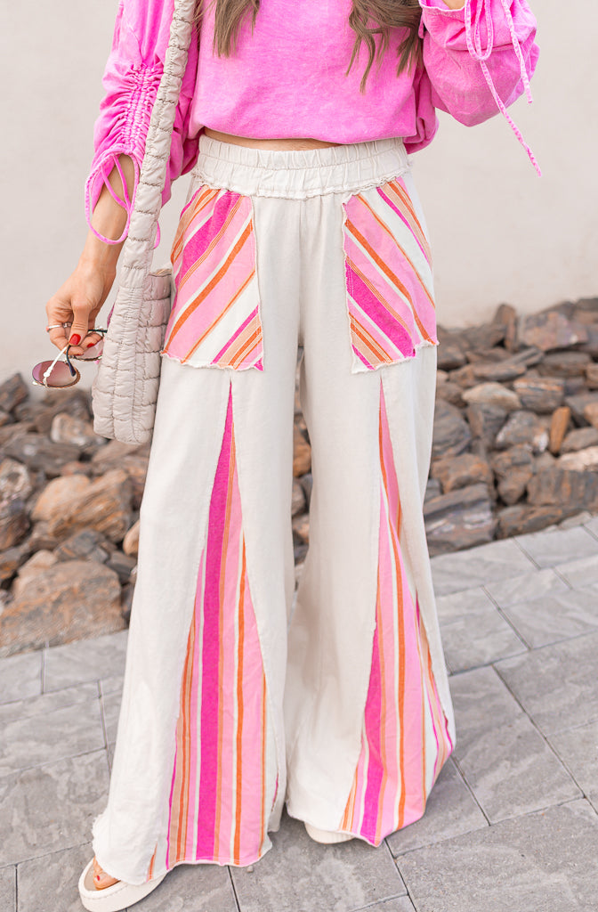 Boho Breeze Striped Wide-Leg Pants-Bottoms-Krush Kandy, Women's Online Fashion Boutique Located in Phoenix, Arizona (Scottsdale Area)