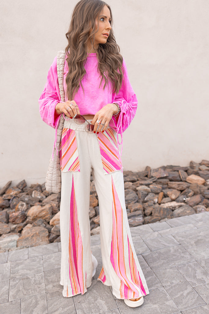 Boho Breeze Striped Wide-Leg Pants-Bottoms-Krush Kandy, Women's Online Fashion Boutique Located in Phoenix, Arizona (Scottsdale Area)