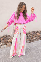 Boho Breeze Striped Wide-Leg Pants-Bottoms-Krush Kandy, Women's Online Fashion Boutique Located in Phoenix, Arizona (Scottsdale Area)