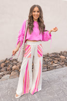 Boho Breeze Striped Wide-Leg Pants-Bottoms-Krush Kandy, Women's Online Fashion Boutique Located in Phoenix, Arizona (Scottsdale Area)