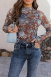 Pretty In Blue Bloom Mesh Long Sleeve Top-Tops-Krush Kandy, Women's Online Fashion Boutique Located in Phoenix, Arizona (Scottsdale Area)