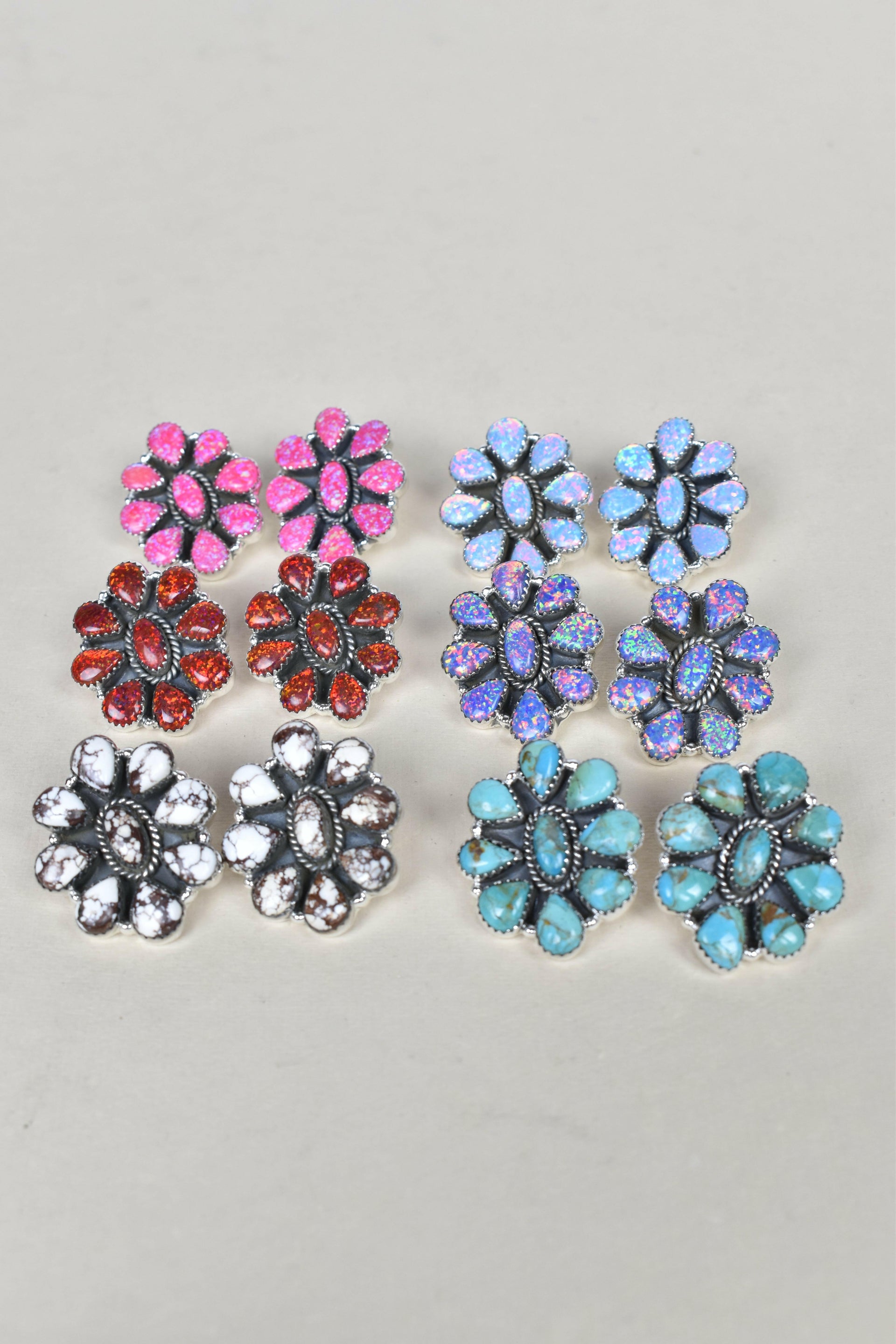 Stone Blossom Sterling Silver Earrings-Stud Earrings-Krush Kandy, Women's Online Fashion Boutique Located in Phoenix, Arizona (Scottsdale Area)