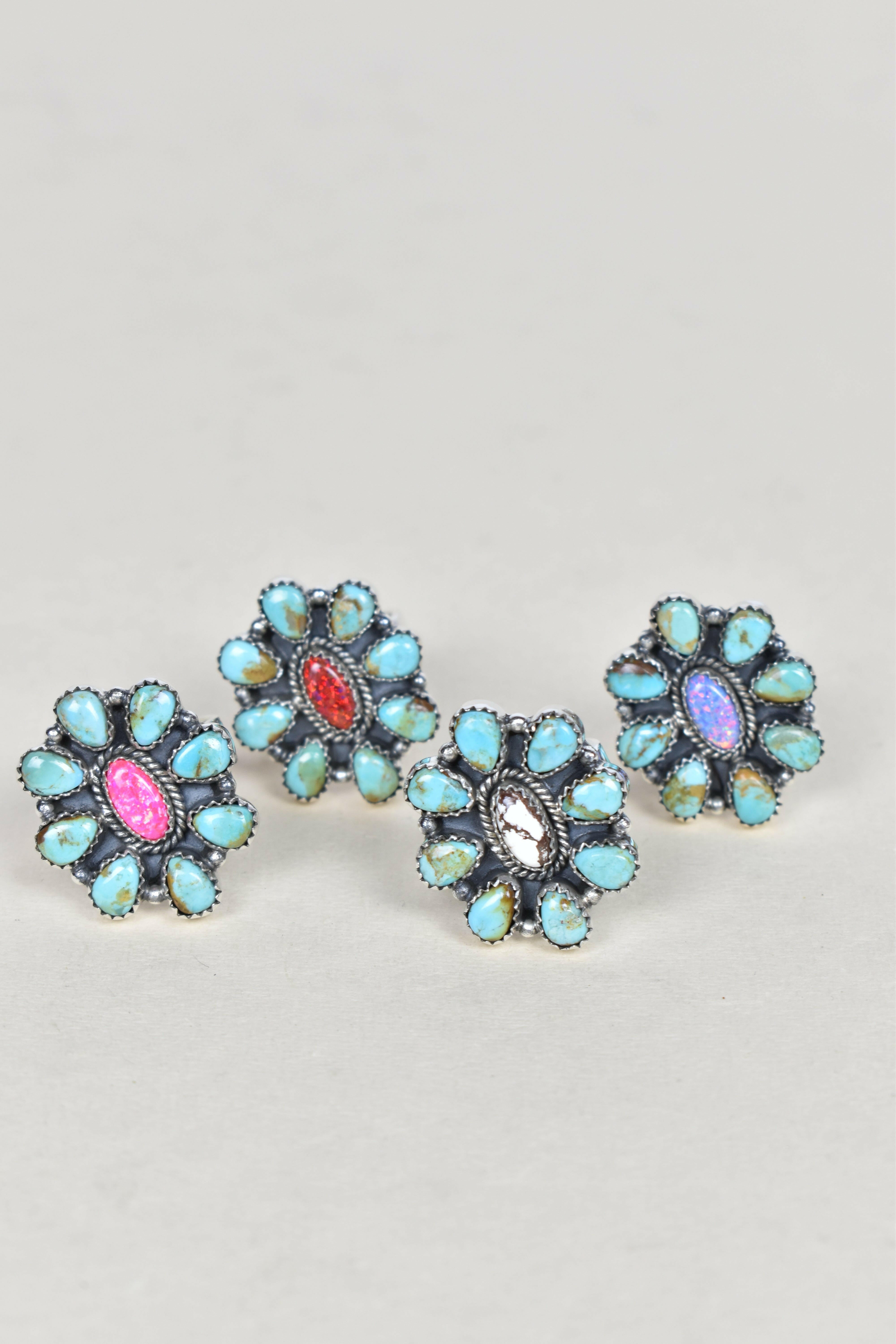 Turquoise Halo Delight Ring-Cluster Rings-Krush Kandy, Women's Online Fashion Boutique Located in Phoenix, Arizona (Scottsdale Area)