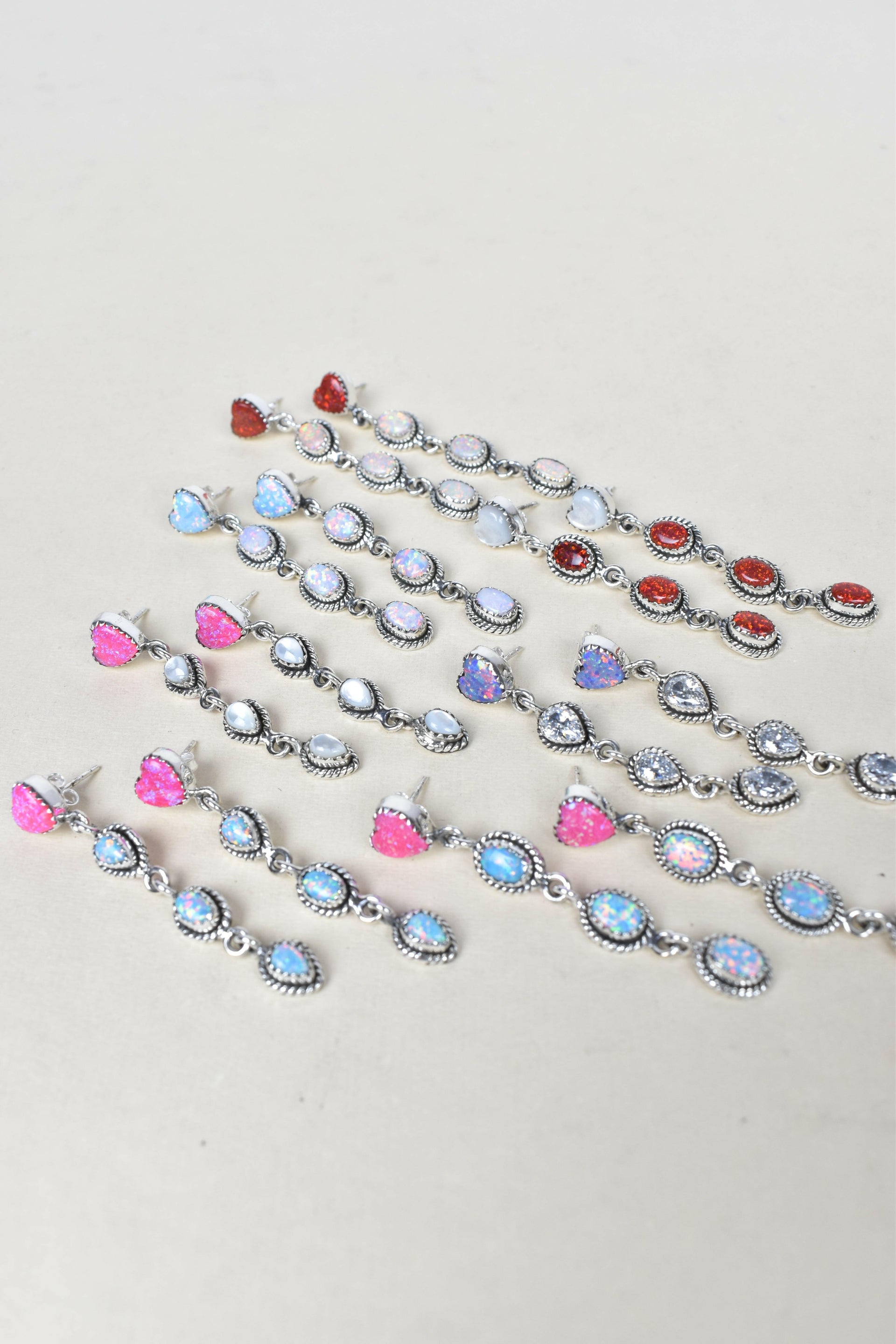 Heart And Stone Dangle Earrings-Drop Earrings-Krush Kandy, Women's Online Fashion Boutique Located in Phoenix, Arizona (Scottsdale Area)