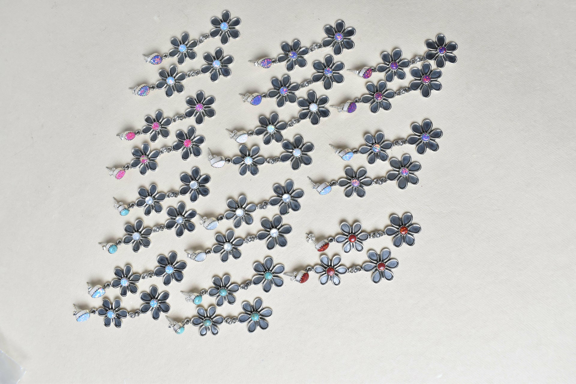 Double Daisy Dangle Earrings-Drop Earrings-Krush Kandy, Women's Online Fashion Boutique Located in Phoenix, Arizona (Scottsdale Area)