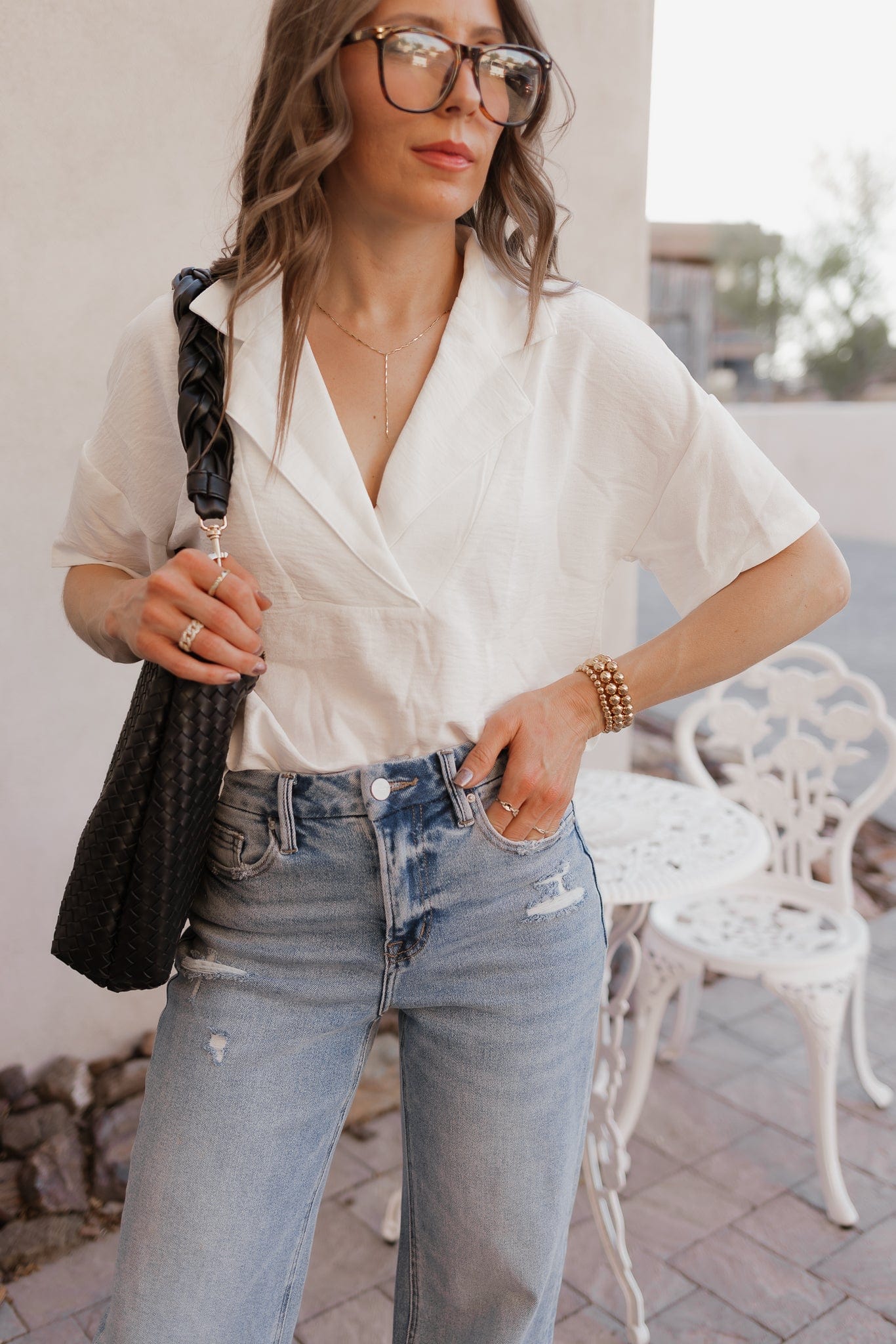 Boardwalk Breeze Collared Blouse-Tops-Krush Kandy, Women's Online Fashion Boutique Located in Phoenix, Arizona (Scottsdale Area)