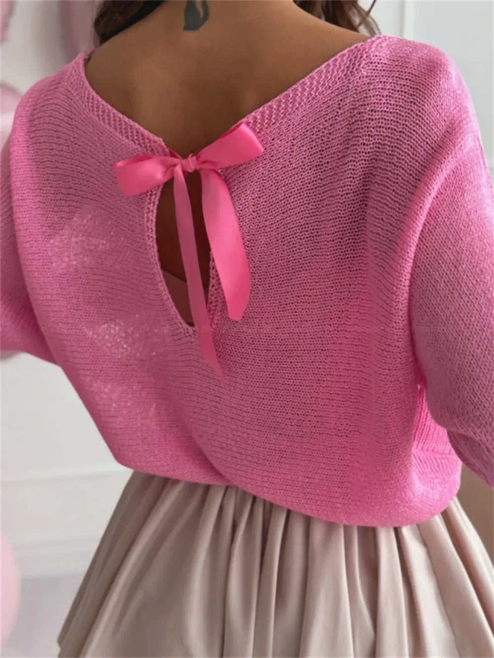 Bow Back Boat Neck Batwing Sleeve Sweater-Krush Kandy, Women's Online Fashion Boutique Located in Phoenix, Arizona (Scottsdale Area)