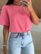 Striped Casual Tee-Tops-Krush Kandy, Women's Online Fashion Boutique Located in Phoenix, Arizona (Scottsdale Area)