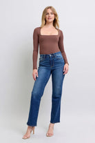 Judy Blue Full Size Side Seam Detail Straight Jeans with Pockets-jeans-Krush Kandy, Women's Online Fashion Boutique Located in Phoenix, Arizona (Scottsdale Area)