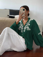 Embroidered Long Sleeve Blouse-Blouses-Krush Kandy, Women's Online Fashion Boutique Located in Phoenix, Arizona (Scottsdale Area)