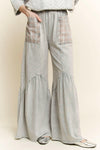 J.HER Mineral Washed Cotton Print Pocket Wide-Leg Flare Pants | S-XL-Pants-Krush Kandy, Women's Online Fashion Boutique Located in Phoenix, Arizona (Scottsdale Area)
