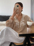 Embroidered Long Sleeve Blouse-Blouses-Krush Kandy, Women's Online Fashion Boutique Located in Phoenix, Arizona (Scottsdale Area)