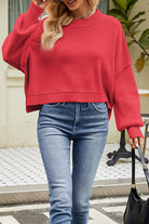 Round Neck Dropped Shoulder Sweater-Krush Kandy, Women's Online Fashion Boutique Located in Phoenix, Arizona (Scottsdale Area)