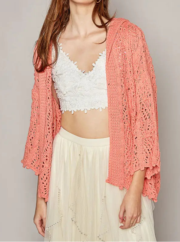 Open Weaving Long Sleeve Hoodie Sweater Cardigan-Cardigans-Krush Kandy, Women's Online Fashion Boutique Located in Phoenix, Arizona (Scottsdale Area)