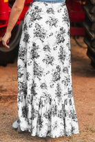 Boho Floral High Waist Ruffle Split Maxi Skirt-Skirts-Krush Kandy, Women's Online Fashion Boutique Located in Phoenix, Arizona (Scottsdale Area)