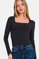 Zenana Square Neck Fitted Long Sleeve T-Shirt-Krush Kandy, Women's Online Fashion Boutique Located in Phoenix, Arizona (Scottsdale Area)