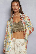 POL Floral Print Button Down Long Sleeve Shirt-Tops-Krush Kandy, Women's Online Fashion Boutique Located in Phoenix, Arizona (Scottsdale Area)