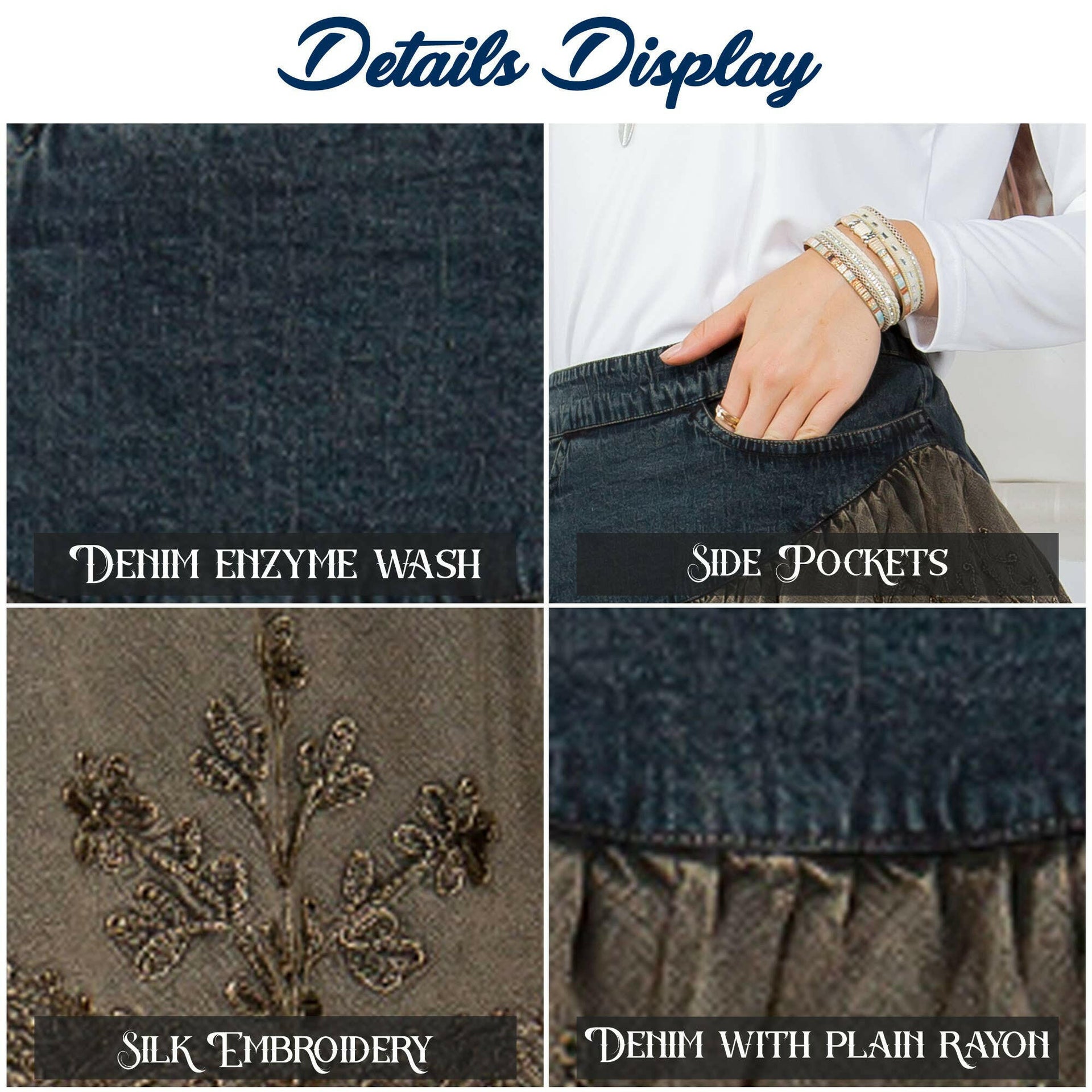 Boho Denim Fusion Embroidered Mini Skirt-Skirts-Krush Kandy, Women's Online Fashion Boutique Located in Phoenix, Arizona (Scottsdale Area)