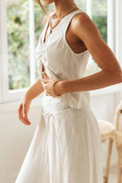 Drawstring V-Neck Tank and Pants Set-2 Piece Outfit Sets-Krush Kandy, Women's Online Fashion Boutique Located in Phoenix, Arizona (Scottsdale Area)