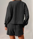 Double Take Checkered Half Button Top and Shorts Set-2 Piece Outfit Sets-Krush Kandy, Women's Online Fashion Boutique Located in Phoenix, Arizona (Scottsdale Area)
