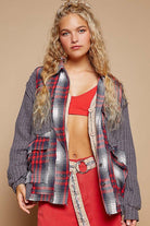 POL Oversized Plaid Contrast Button Down Jacket-Jackets-Krush Kandy, Women's Online Fashion Boutique Located in Phoenix, Arizona (Scottsdale Area)