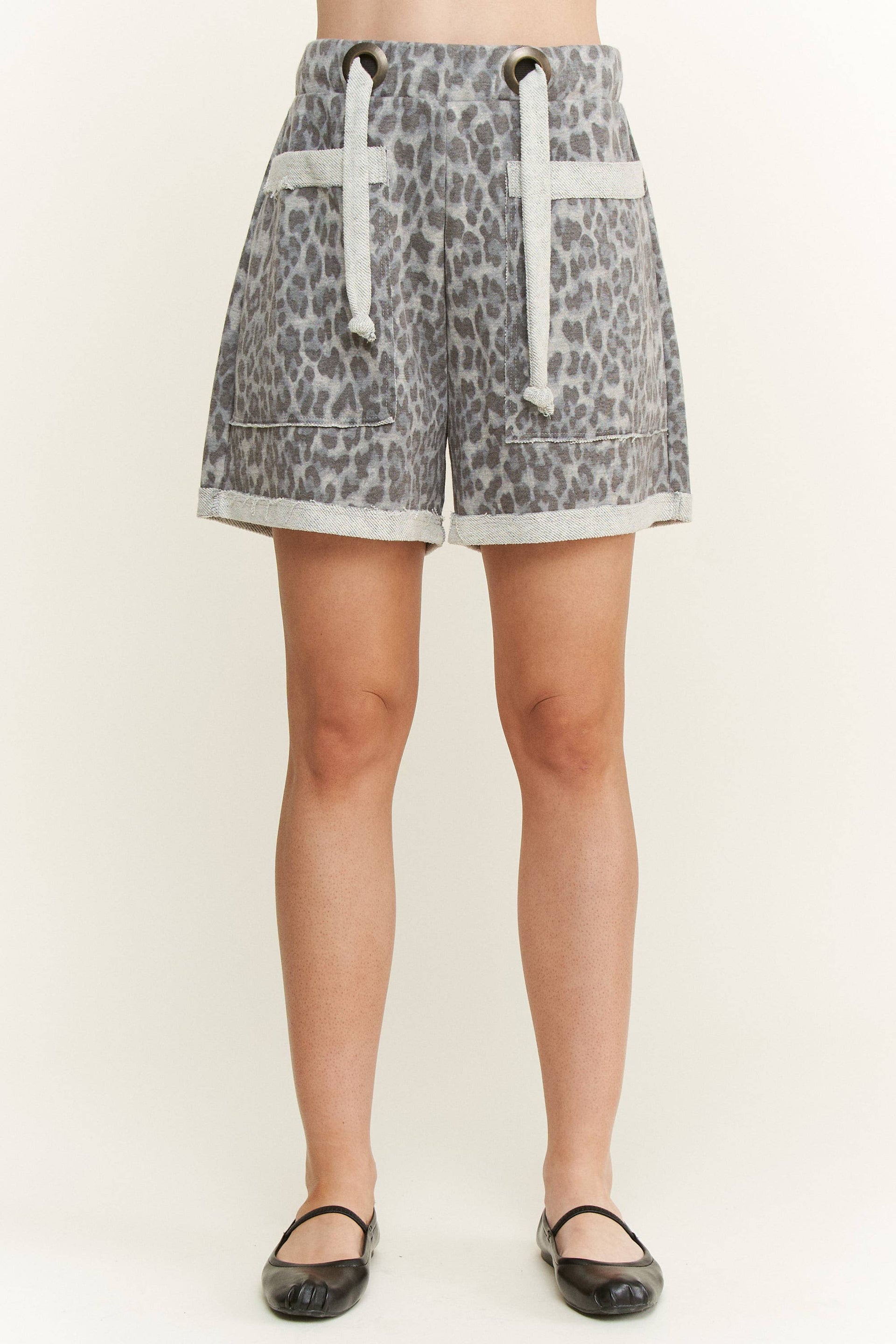 Mineral Washed Leopard Animal Print Shorts-Shorts-Krush Kandy, Women's Online Fashion Boutique Located in Phoenix, Arizona (Scottsdale Area)