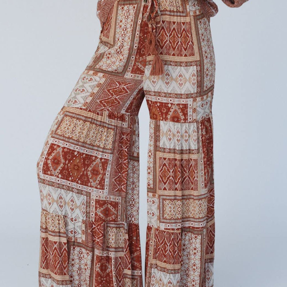 Geometric High Waist Wide Leg Pants-Pants-Krush Kandy, Women's Online Fashion Boutique Located in Phoenix, Arizona (Scottsdale Area)