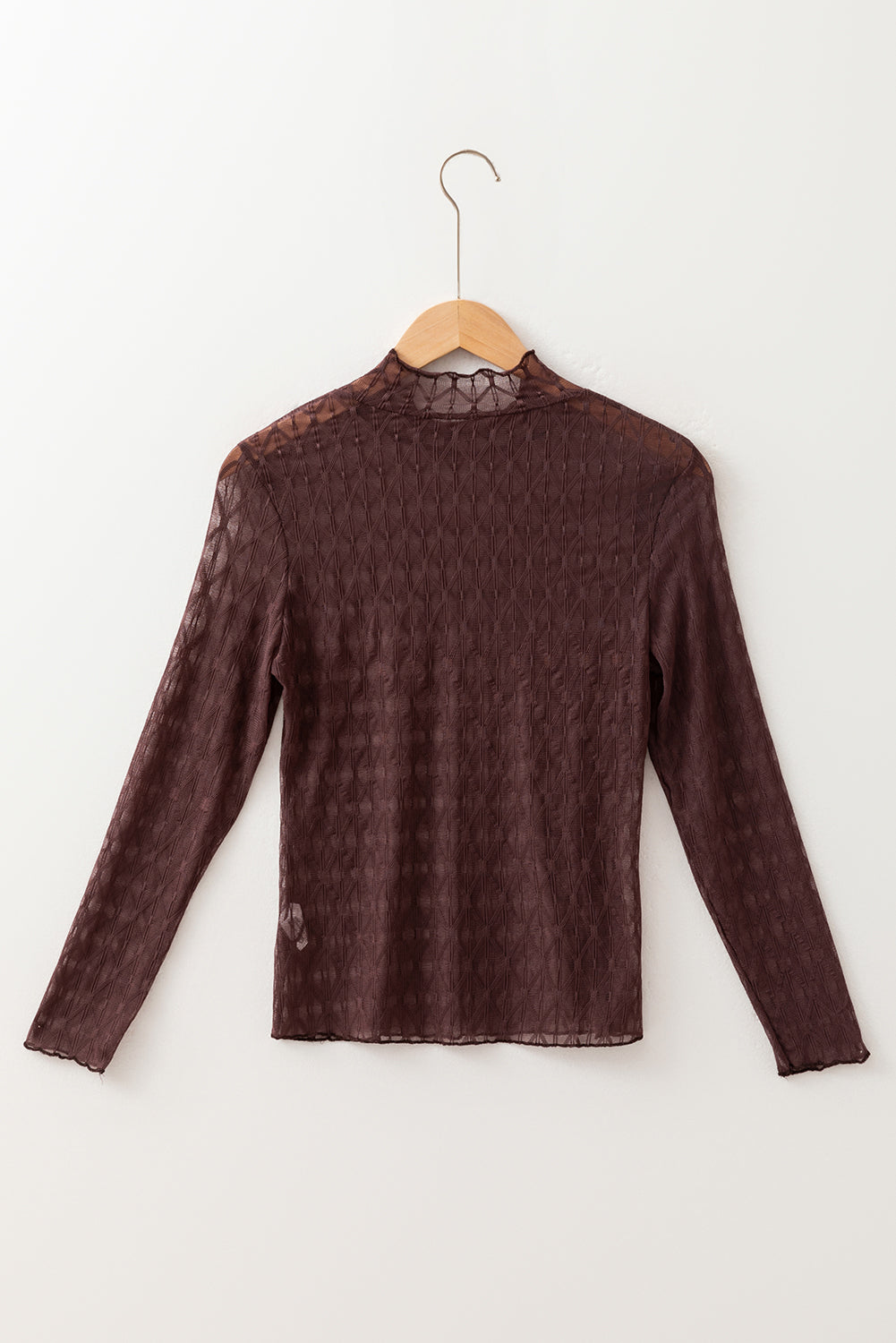 Coffee Mesh Long Sleeve Sheer Top-Long Sleeve Tops-Krush Kandy, Women's Online Fashion Boutique Located in Phoenix, Arizona (Scottsdale Area)