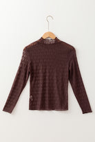 Coffee Mesh Long Sleeve Sheer Top-Long Sleeve Tops-Krush Kandy, Women's Online Fashion Boutique Located in Phoenix, Arizona (Scottsdale Area)