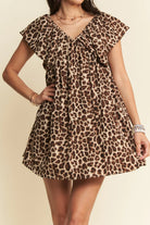 Davi & Dani Animal Printed Velvet Ribbon Mini Dress-Dresses-Krush Kandy, Women's Online Fashion Boutique Located in Phoenix, Arizona (Scottsdale Area)