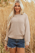 Cozy Taupe Textured Knit Sweater-Sweaters-Krush Kandy, Women's Online Fashion Boutique Located in Phoenix, Arizona (Scottsdale Area)