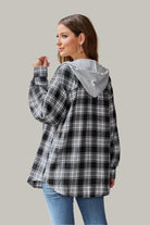 Mandy Holiday Plaid Long Sleeve Hooded Jacket-Shackets-Krush Kandy, Women's Online Fashion Boutique Located in Phoenix, Arizona (Scottsdale Area)