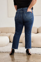 RFM Crop Dylan Full Size Tummy Control Distressed High Waist Raw Hem Jeans-Jeans-Krush Kandy, Women's Online Fashion Boutique Located in Phoenix, Arizona (Scottsdale Area)