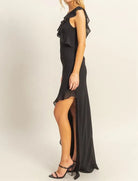 HYFVE Chiffon Ruffle Trim Midi Dress-Dresses-Krush Kandy, Women's Online Fashion Boutique Located in Phoenix, Arizona (Scottsdale Area)