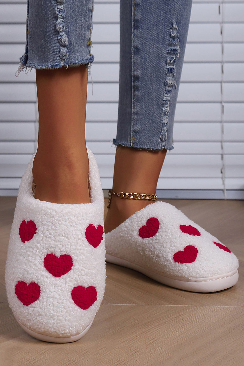 Heart Print Plush House Slippers-Slippers-Krush Kandy, Women's Online Fashion Boutique Located in Phoenix, Arizona (Scottsdale Area)
