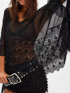 Lace V-Neck Ruffle Long Sleeve Cover-Up-Blouses-Krush Kandy, Women's Online Fashion Boutique Located in Phoenix, Arizona (Scottsdale Area)