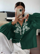 Embroidered Long Sleeve Blouse-Blouses-Krush Kandy, Women's Online Fashion Boutique Located in Phoenix, Arizona (Scottsdale Area)