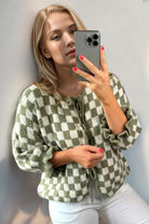 Double Take Tied Checkered Dropped Shoulder Flounce Sleeve Cardigan-Krush Kandy, Women's Online Fashion Boutique Located in Phoenix, Arizona (Scottsdale Area)