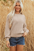 Cozy Taupe Textured Knit Sweater-Sweaters-Krush Kandy, Women's Online Fashion Boutique Located in Phoenix, Arizona (Scottsdale Area)
