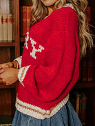 MERRY Contrast Edge Drop Shoulder Christmas Sweater-Krush Kandy, Women's Online Fashion Boutique Located in Phoenix, Arizona (Scottsdale Area)