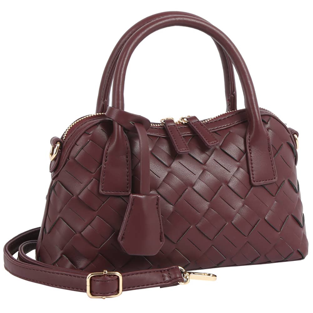 Woven Faux Leather Satchel-Purses & Bags-Krush Kandy, Women's Online Fashion Boutique Located in Phoenix, Arizona (Scottsdale Area)
