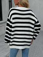 Striped Dropped Shoulder Sweater-Sweaters-Krush Kandy, Women's Online Fashion Boutique Located in Phoenix, Arizona (Scottsdale Area)