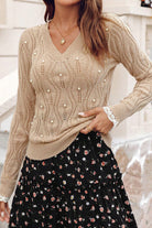 Pearl Embellished Knit Sweater-Sweaters-Krush Kandy, Women's Online Fashion Boutique Located in Phoenix, Arizona (Scottsdale Area)