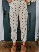 Polka Dot Notched Long Sleeve Top and Drawstring Joggers Lounge Set-Loungewear-Krush Kandy, Women's Online Fashion Boutique Located in Phoenix, Arizona (Scottsdale Area)