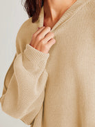 Double Take Side Slit Round Neck Long Sleeve Sweater-Sweaters-Krush Kandy, Women's Online Fashion Boutique Located in Phoenix, Arizona (Scottsdale Area)