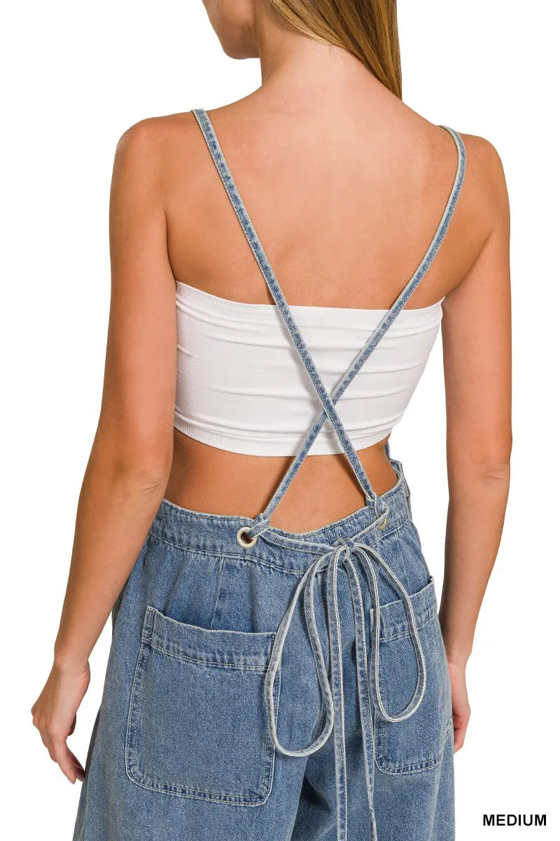 Zenana Denim Medium Washed Wide Leg Overalls-Jumpsuits & Rompers-Krush Kandy, Women's Online Fashion Boutique Located in Phoenix, Arizona (Scottsdale Area)
