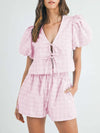 V-Neck Puff Sleeve Top and Shorts Set-Krush Kandy, Women's Online Fashion Boutique Located in Phoenix, Arizona (Scottsdale Area)