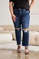 RFM Crop Dylan Full Size Tummy Control Distressed High Waist Raw Hem Jeans-Jeans-Krush Kandy, Women's Online Fashion Boutique Located in Phoenix, Arizona (Scottsdale Area)